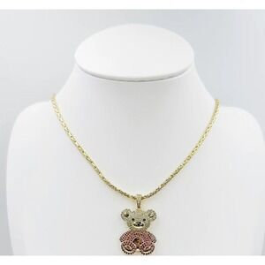 (..6.50) 18k gold-plated Waterproof Cooper Chain Pendant Bear Red